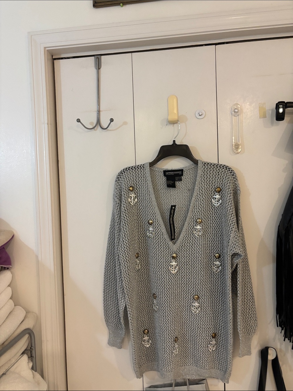 Vintage 90s Spree International silver nautical NEW Sweater,M